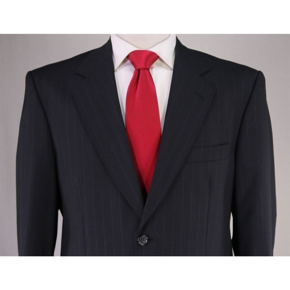 Glenmore Argentina Navy Blue Pinstripe Wool-Mohair Loro Piana Suit 40R - Picture 3 of 11